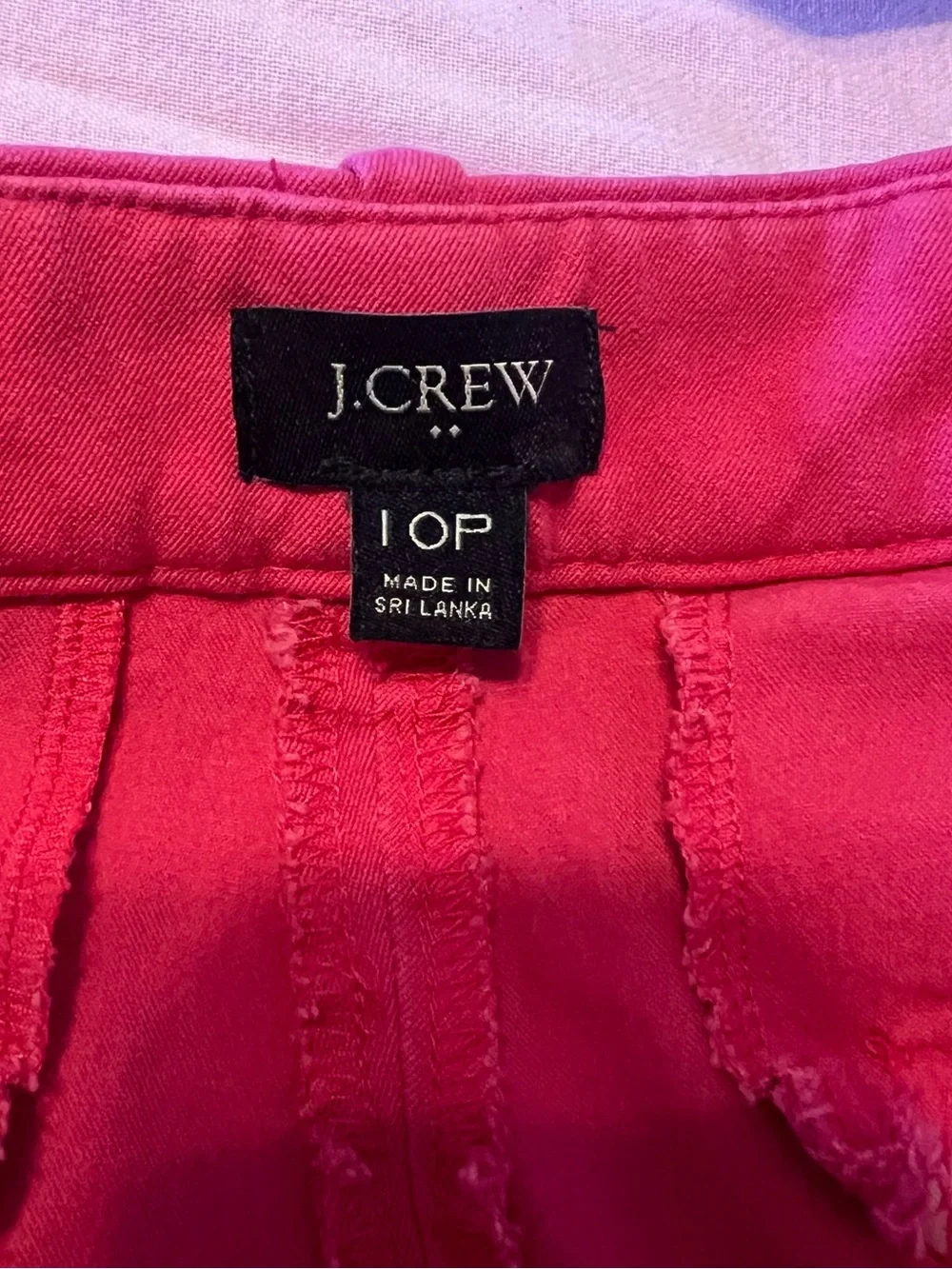 J. Crew Bright Pink Stretch Woven Cropped Pants Petite 10P Tailored Fit Nautical